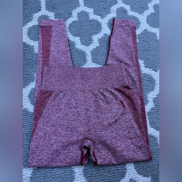 Red gym shark leggings- size medium, but stretchy. - Picture 2 of 3